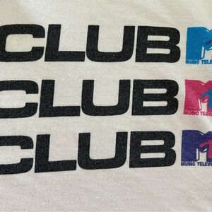 White Club MTV1989 Adult women’s shirt.Warhollike Footprints on 3/4length sleeve